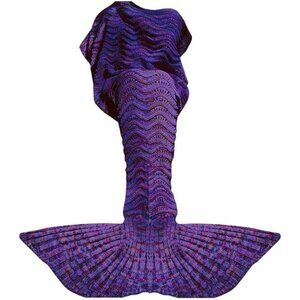 CCC Knitted Mermaid Tail Blanket Kids Adults Purple Multicolor Crochet Gifting